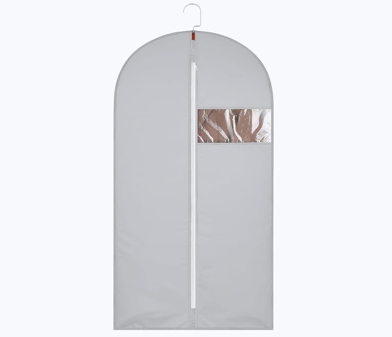 JOLYEAK 47-Inch Garment Bags Covers,Hanging Clothes Bag, Suit Cover Bags with Clear Window for Hanging Closet Clothes Storage and Travel (Gray-47Inch) - Image 1